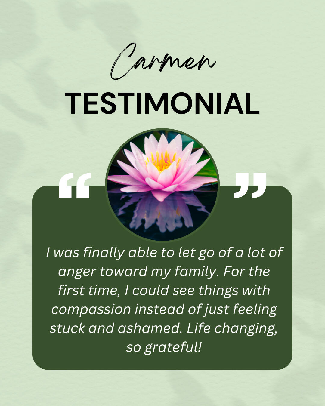 Three testimonials from clients talking about how they felt safe to work with jill
